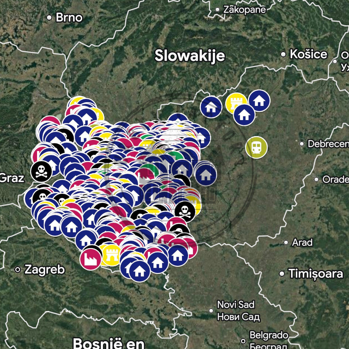 Hongarije Urbex Kaart - 1000+ Locaties